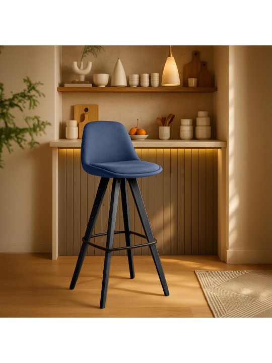 Sæt med 2 barstole Corbin Fabric Square, blå