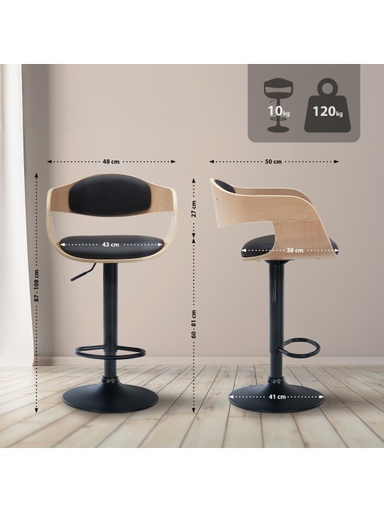 Sæt med 2 barstole Kingston B imiteret læder, natur/sort