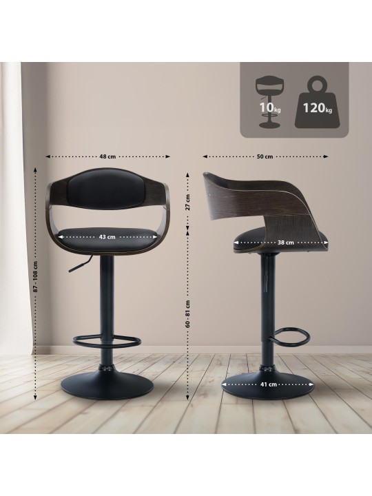 Sæt med 2 barstole Kingston B imiteret læder, sort/grå Sæt med 2 barstole Kingston B imiteret læder, sort/grå