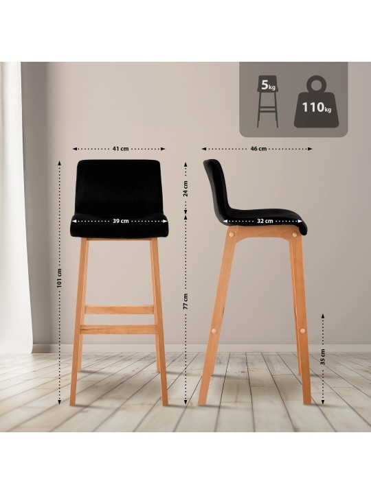 Barstol Hoover Velvet Natura, sort Barstol Hoover Velvet Natura, sort