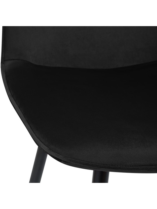 Sæt med 2 Maryam-fløjl spisestuestole, sort