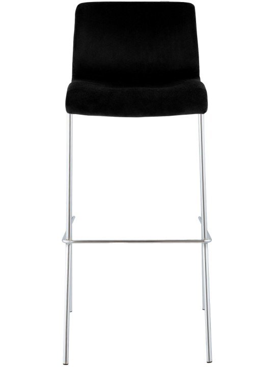 Barstol Hoover fløjl 4-fods krom, sort