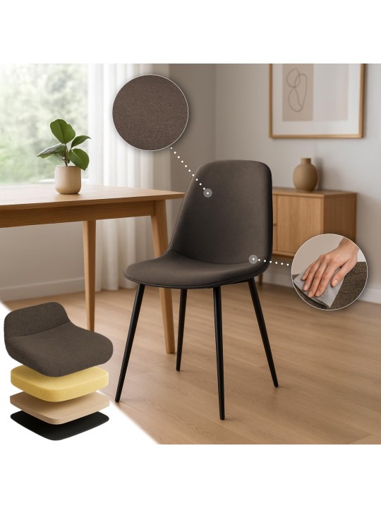 Sæt med 2 spisestuestole Maryam stof, brun Sæt med 2 spisestuestole Maryam stof, brun