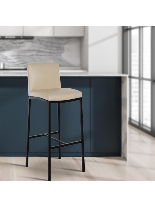 Sæt med 2 barstole Freeport imiteret læder B, creme