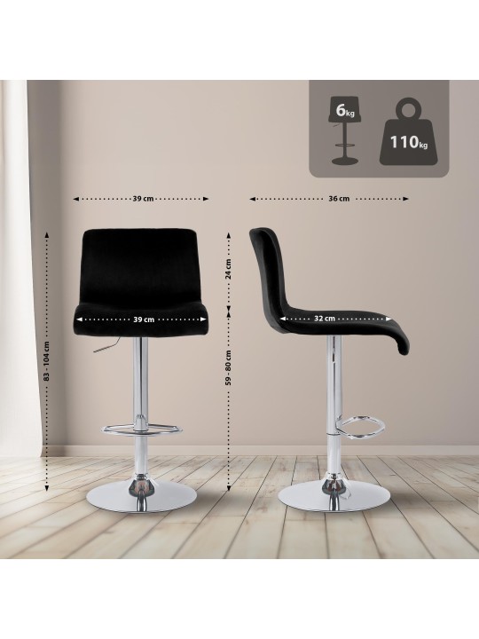 Barstol Hoover velvet C, sort Barstol Hoover velvet C, sort