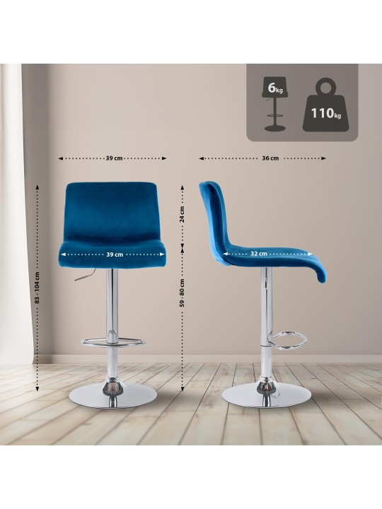 Barstol Hoover velvet C, blå