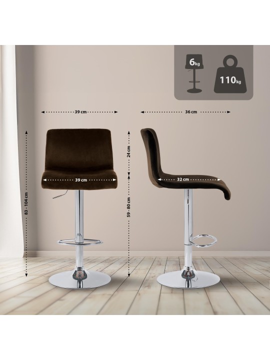 Barstol Hoover velvet C, brun Barstol Hoover velvet C, brun