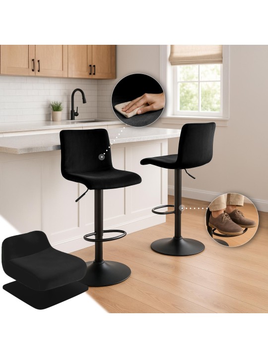 Barstol Hoover fløjl B, sort