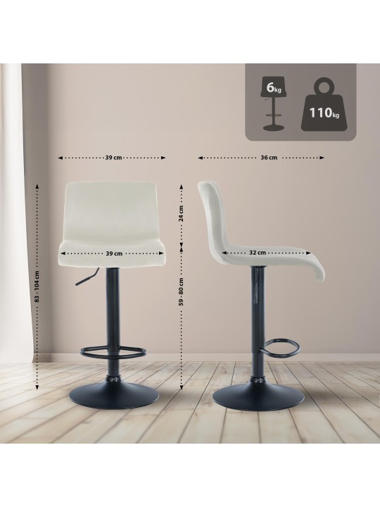 Barstol Hoover fløjl B, creme