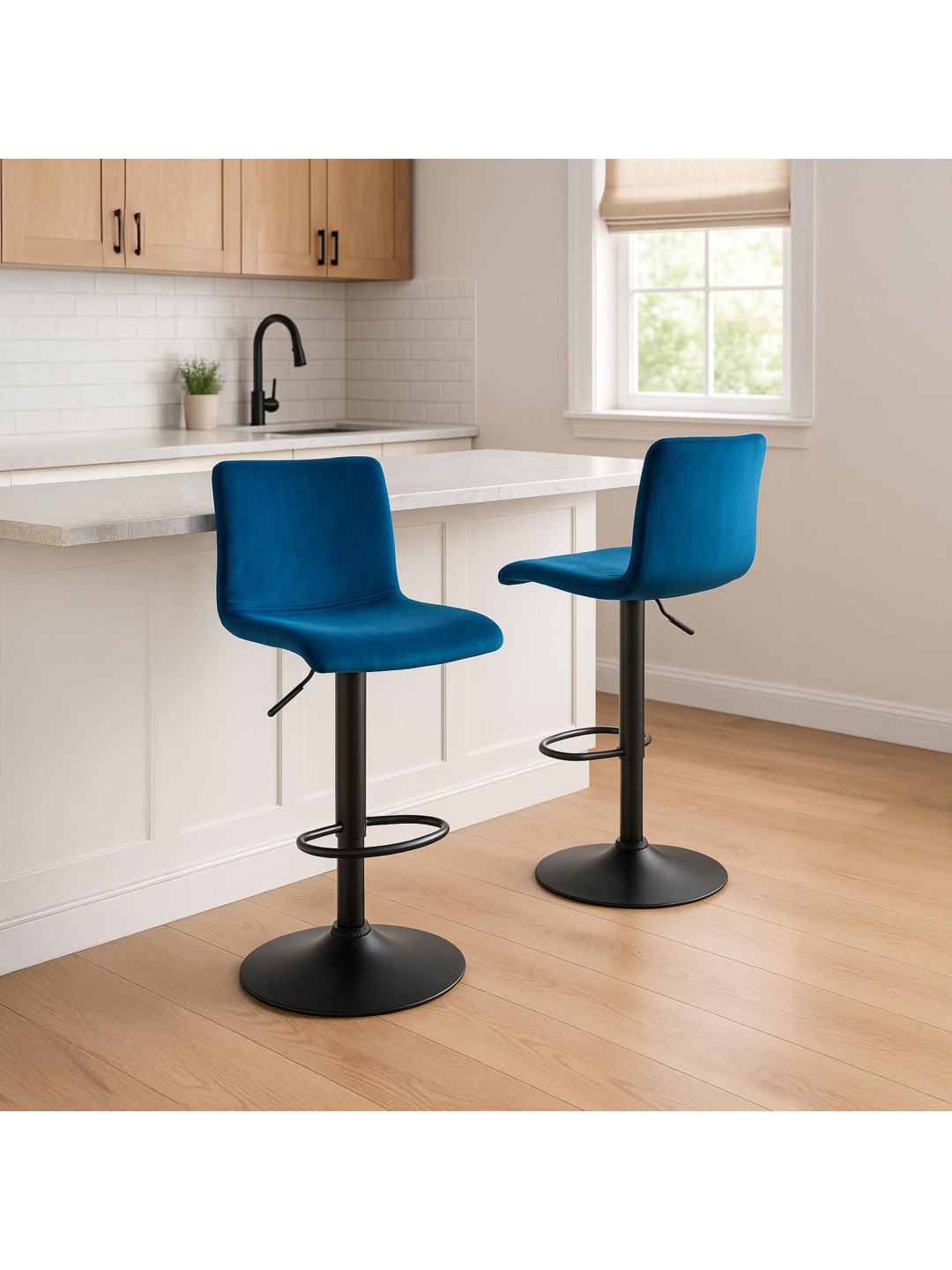 Barstol Hoover fløjl B, blå