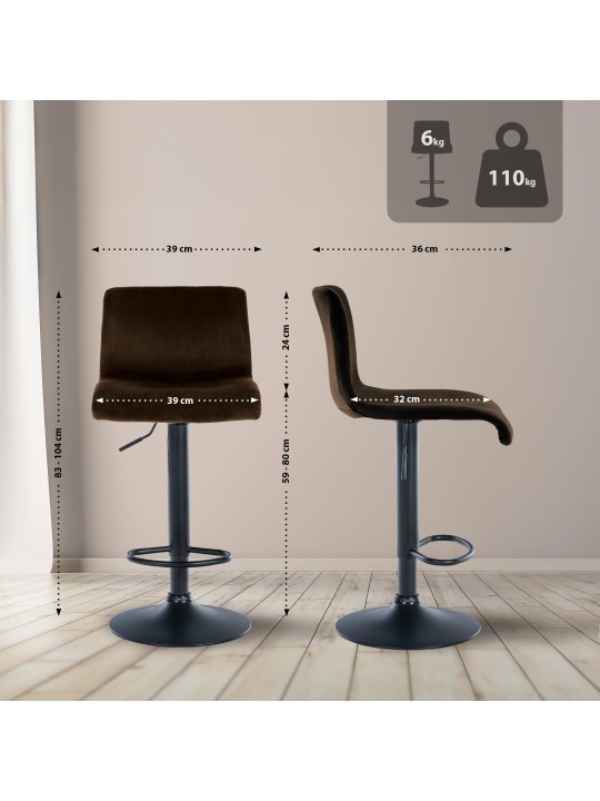 Barstol Hoover fløjl B, brun Barstol Hoover fløjl B, brun