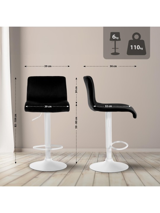 Barstol Hoover fløjl W, sort