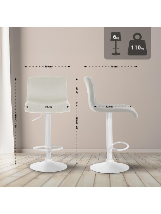 Barstol Hoover fløjl W, creme