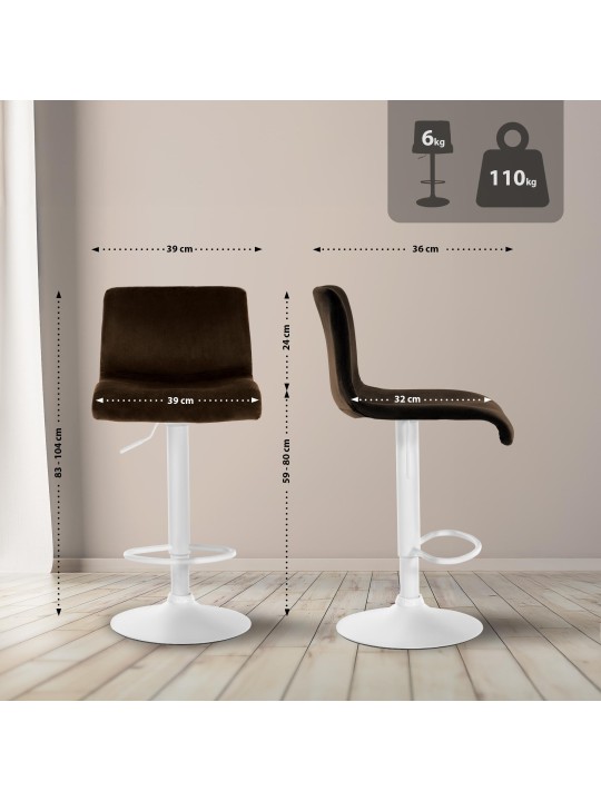 Barstol Hoover fløjl W, brun