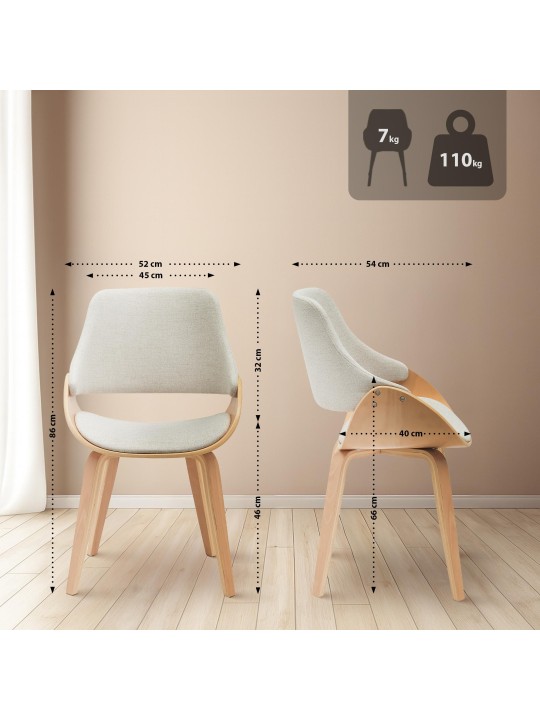 Sæt med 2 spisestuestole Vangale, natur/creme Sæt med 2 spisestuestole Vangale, natur/creme