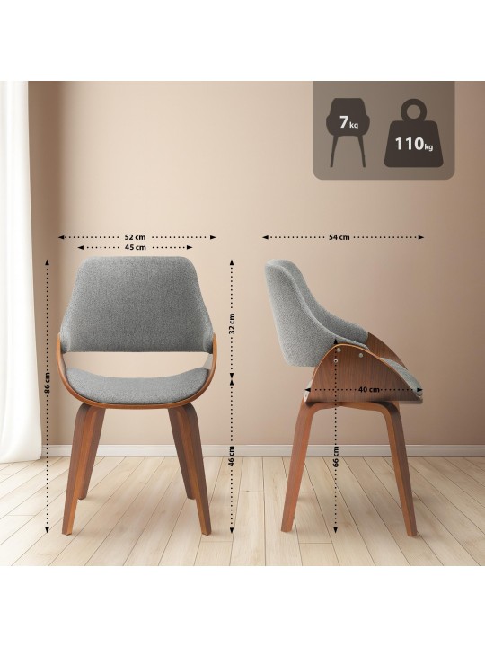 Sæt med 2 spisestuestole Vangale, valnød/mørkegrå