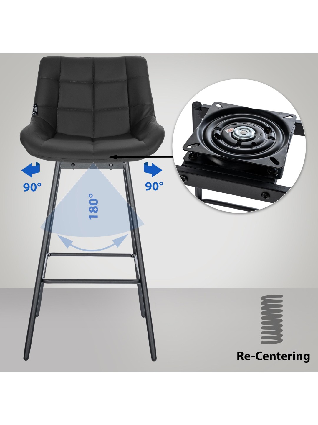 Sæt med 4 Weston drejelige barstole Kunstlæder, sort