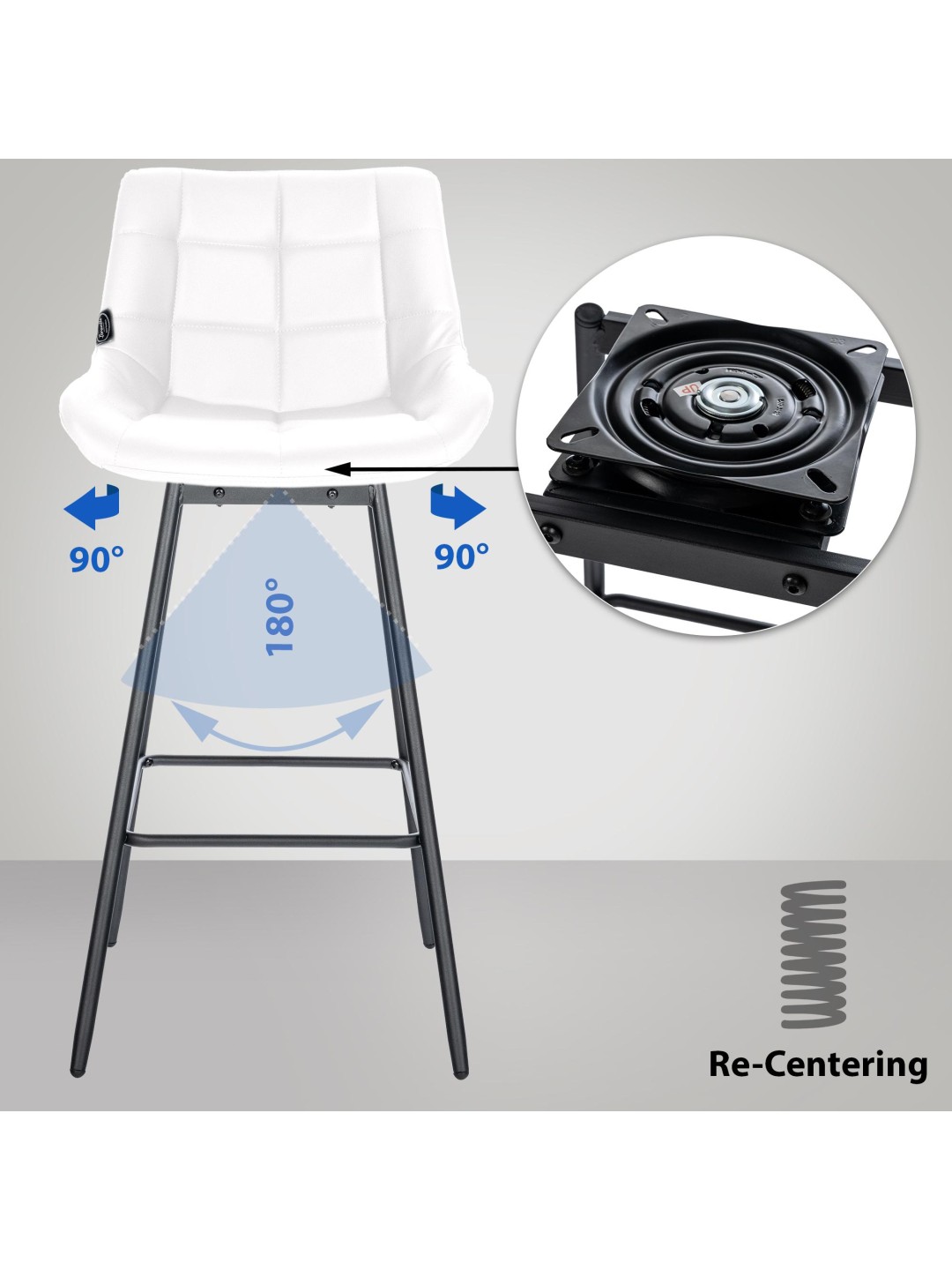 Sæt med 4 Weston drejelige barstole Kunstlæder, hvid