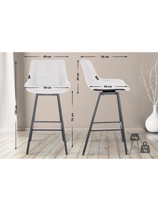 Sæt med 4 Weston drejelige barstole Kunstlæder, hvid Sæt med 4 Weston drejelige barstole Kunstlæder, hvid