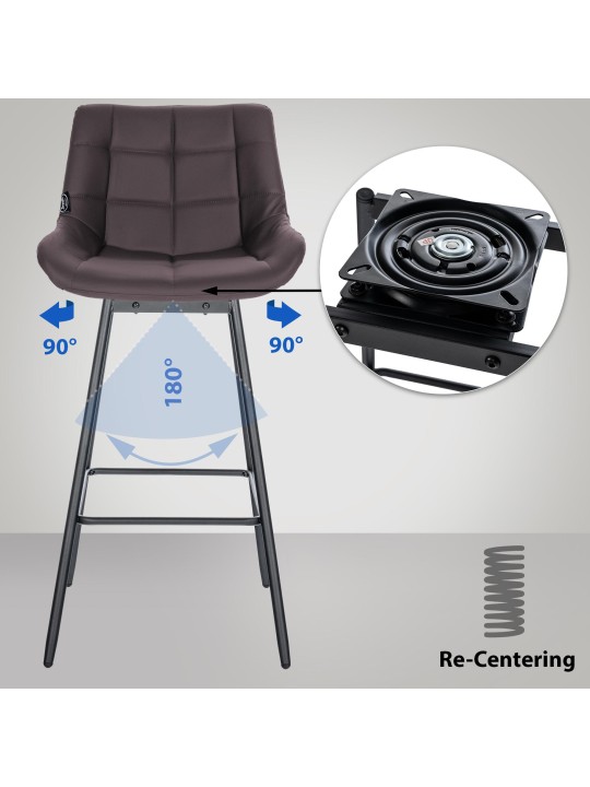 Sæt med 4 Weston drejelige barstole Kunstlæder, brun Sæt med 4 Weston drejelige barstole Kunstlæder, brun