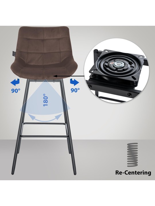 Sæt med 4 Weston Swivel Velvet barstole, brun Sæt med 4 Weston Swivel Velvet barstole, brun