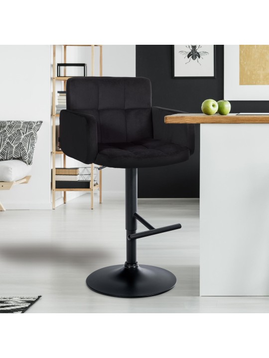 Sæt med 2 barstole Los Angeles fløjl, sort