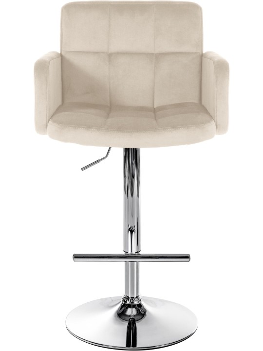 Sæt med 2 barstole Los Angeles fløjlskrom, creme