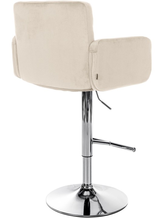 Sæt med 2 barstole Los Angeles fløjlskrom, creme