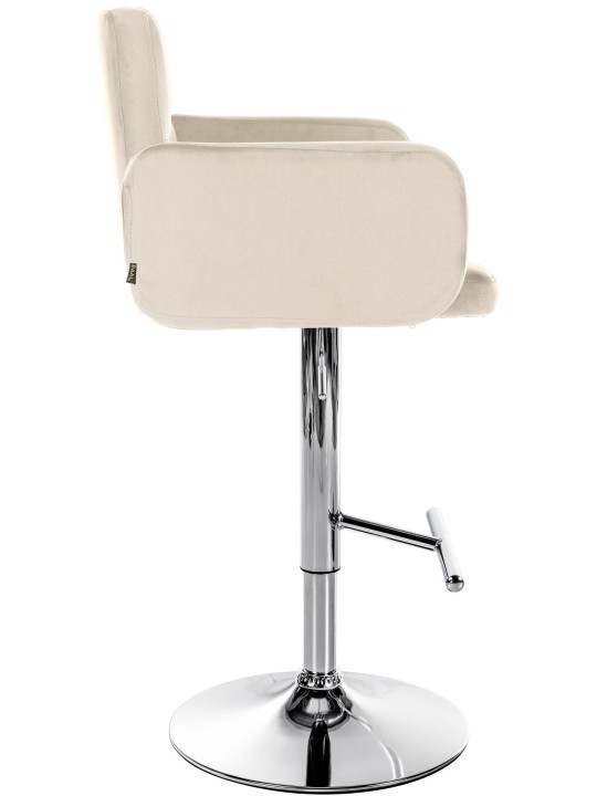Sæt med 2 barstole Los Angeles fløjlskrom, creme
