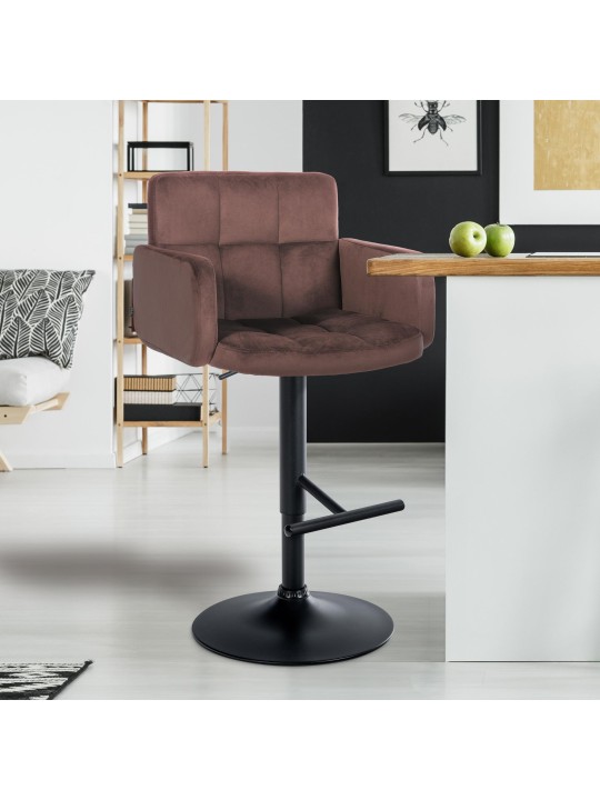 Sæt med 2 barstole Los Angeles fløjl, brun
