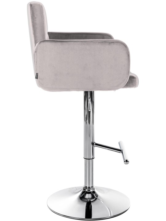 Sæt med 2 barstole Los Angeles fløjlskrom, grå