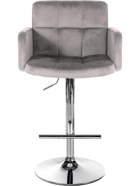 Sæt med 2 barstole Los Angeles fløjlskrom, grå