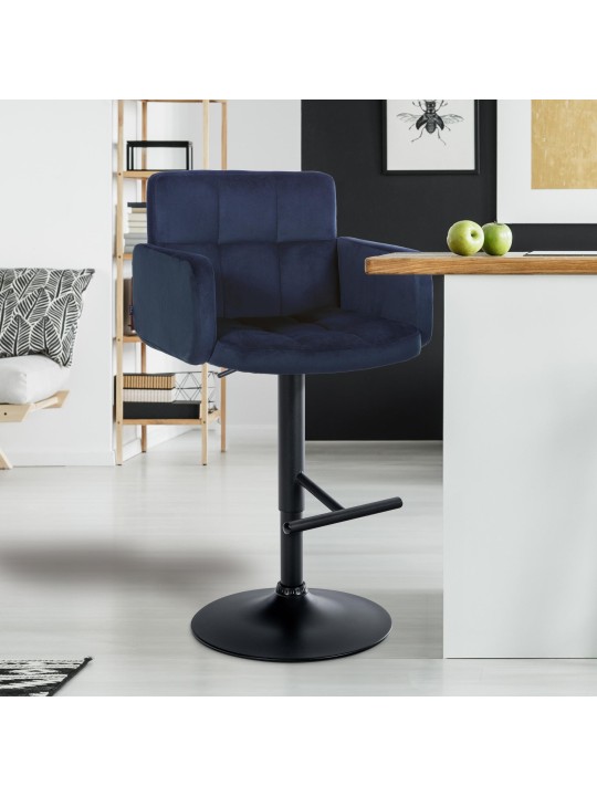 Sæt med 2 barstole Los Angeles fløjl, blå