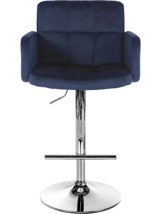 Sæt med 2 barstole Los Angeles fløjlskrom, blå