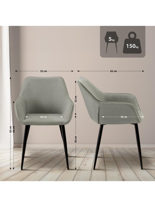 Spisestuestol Vessa stof, lysegrå