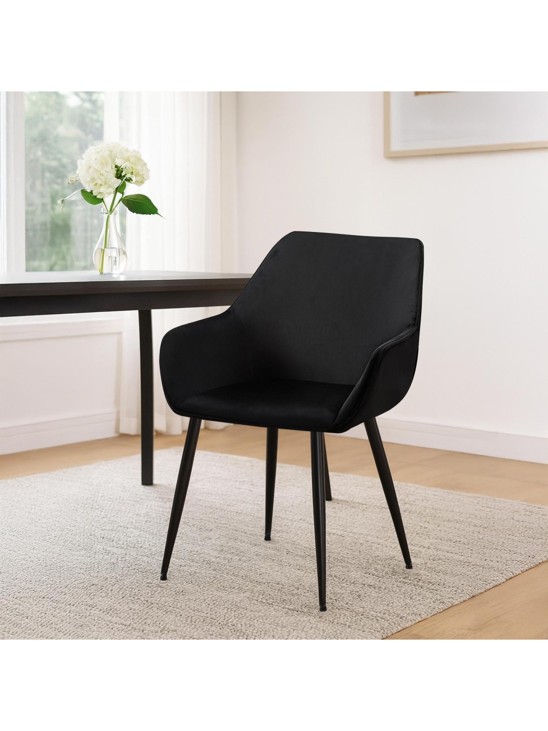 Sæt med 2 spisestuestole Vessa velvet, sort