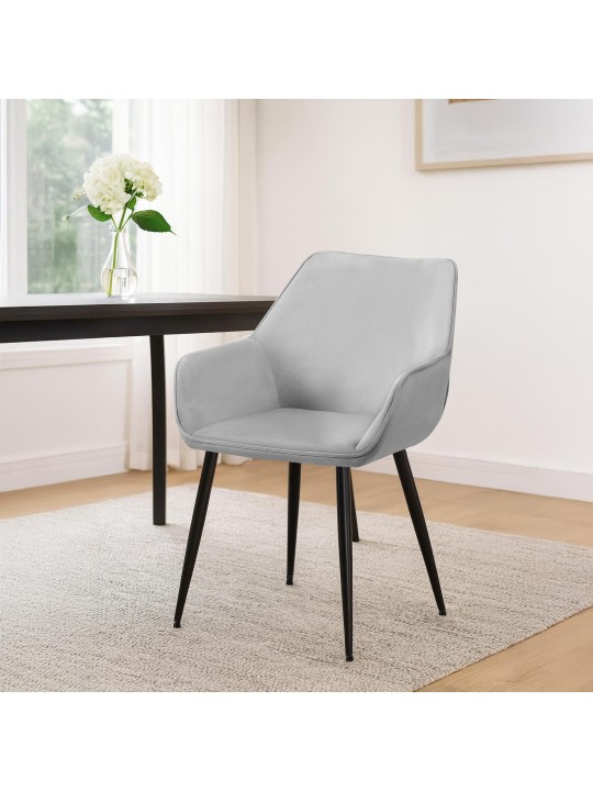 Sæt med 2 spisestuestole Vessa velvet, lysegrå Sæt med 2 spisestuestole Vessa velvet, lysegrå