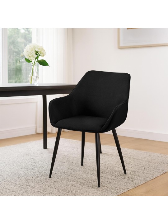 Sæt med 2 spisestuestole Vessa stof, sort