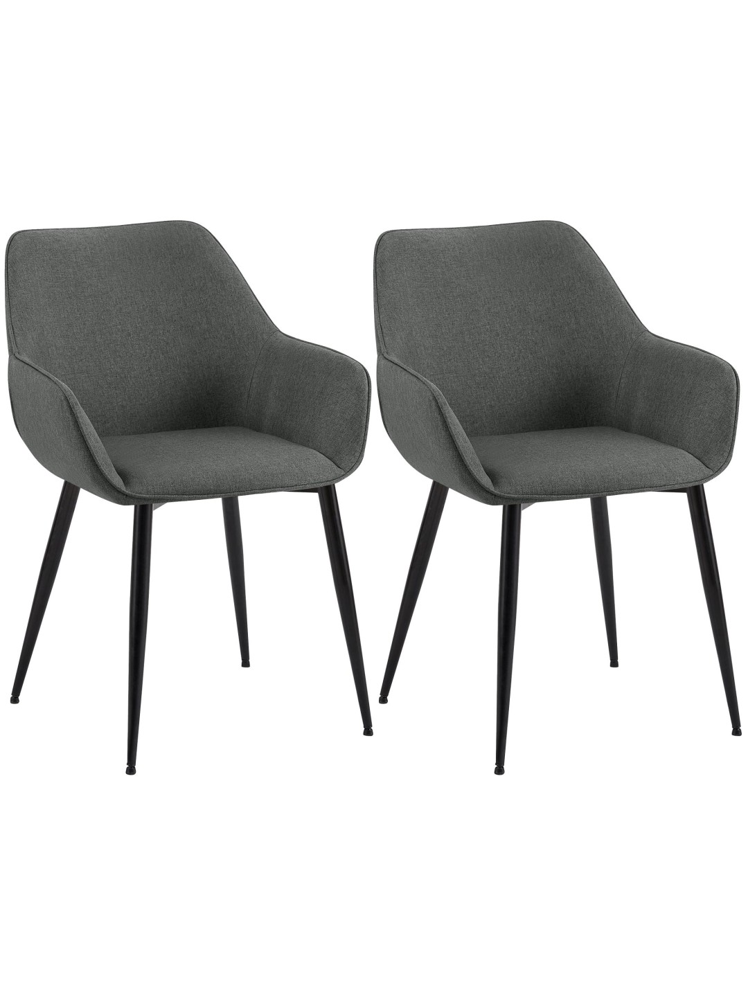Sæt med 2 spisestuestole Vessa stof, mørkegrå