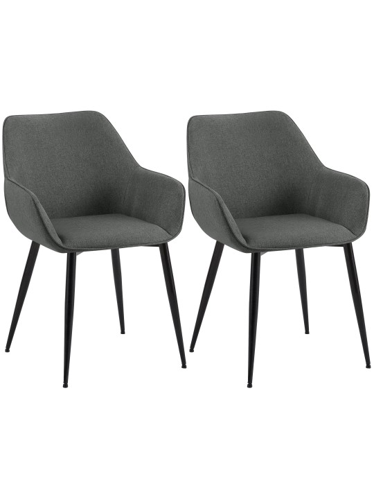 Sæt med 2 spisestuestole Vessa stof, mørkegrå Sæt med 2 spisestuestole Vessa stof, mørkegrå