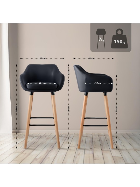 Barstol Grant imiteret læder, sort