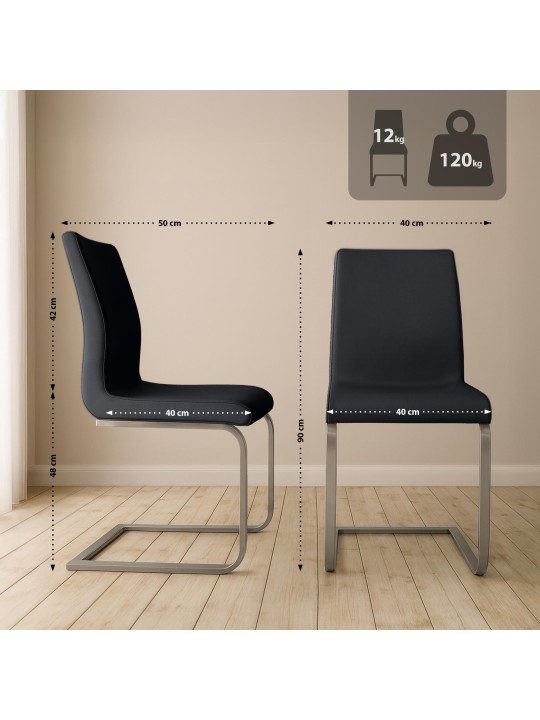 Sæt med 2 Belfort spisestuestole, sort