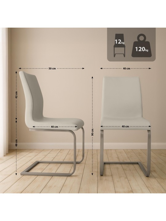 Sæt med 2 Belfort spisestuestole, creme