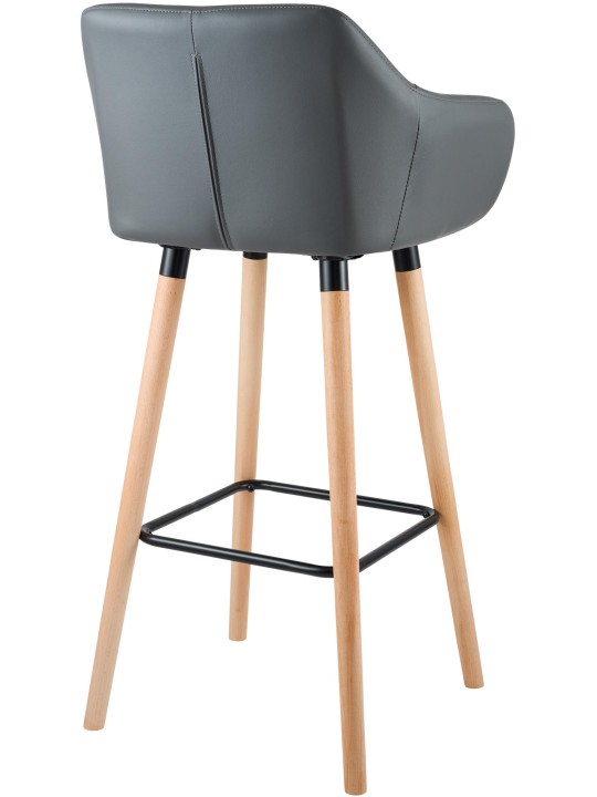 Sæt med 2 barstole Grant imiteret læder, grå