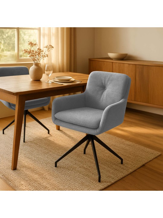 Sæt med 2 spisestuestole Pickett stof, grå