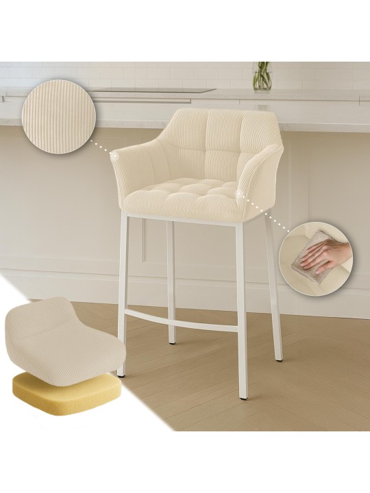 Barstol Damaso W Cord med 4 fods stel, creme Barstol Damaso W Cord med 4 fods stel, creme