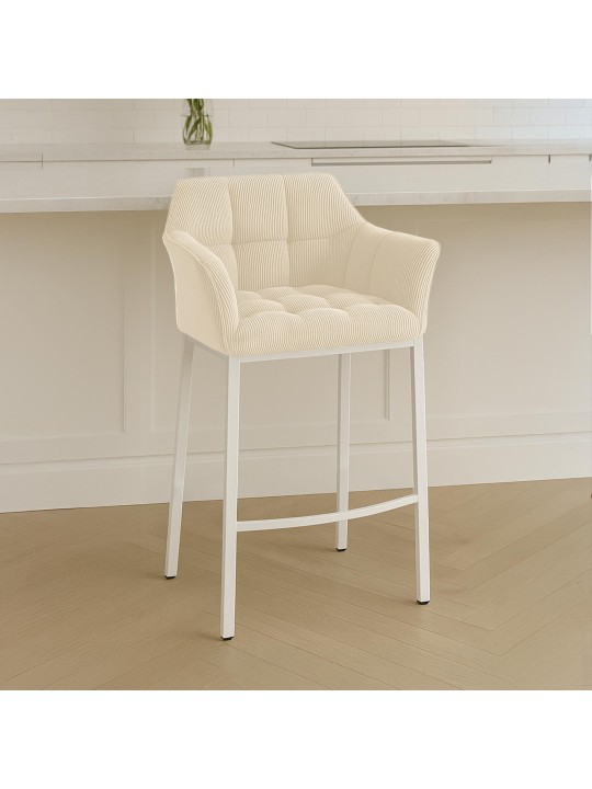 Barstol Damaso W Cord med 4 fods stel, creme Barstol Damaso W Cord med 4 fods stel, creme