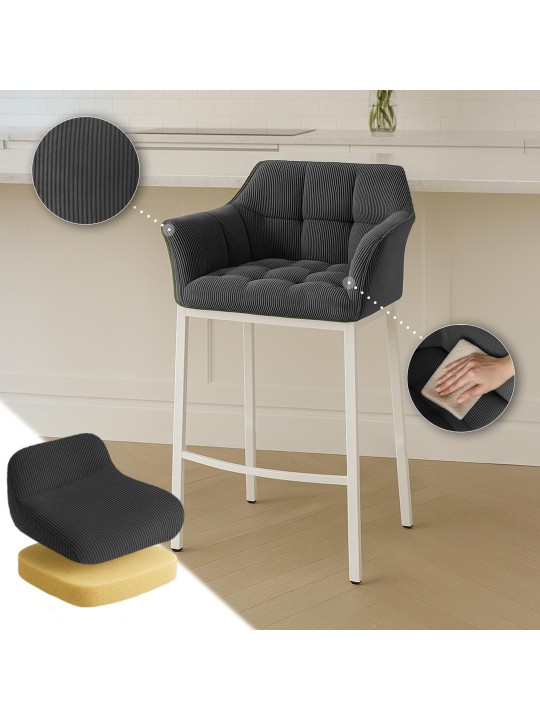 Barstol Damaso W Cord med 4 fods stel, mørkegrå Barstol Damaso W Cord med 4 fods stel, mørkegrå