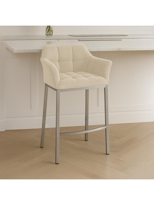Barstol Damaso E Cord med 4 fods stel, creme