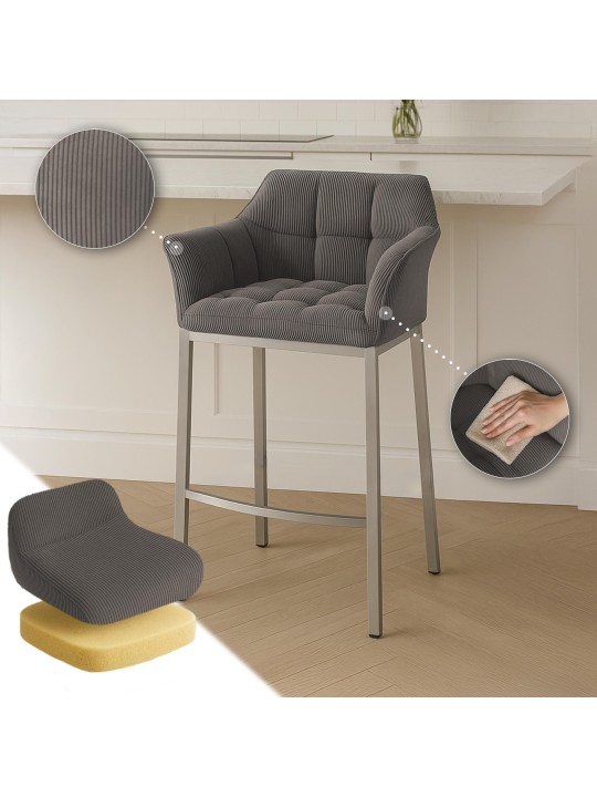 Barstol Damaso E Cord med 4 fods stel, taupe Barstol Damaso E Cord med 4 fods stel, taupe